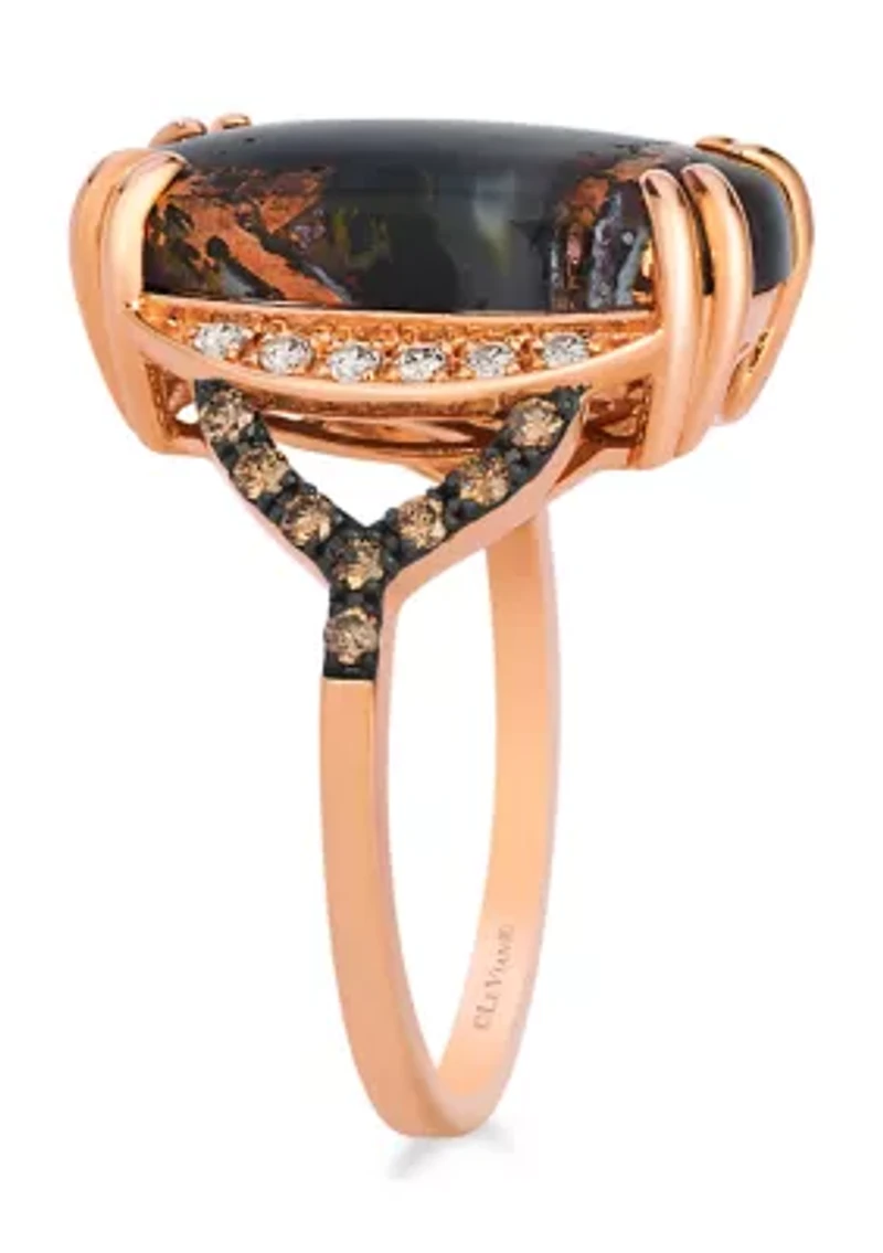 Ring featuring 7.25 ct. t.w. Aquadite Black, 1/5 ct. t.w. Chocolate Diamonds®, 1/10 ct. t.w. Nude Diamonds™ set in 14K Strawberry Gold®