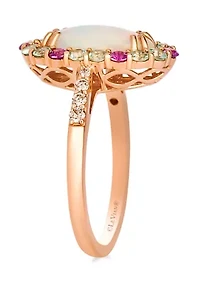 Ring featuring 1.2 ct. t.w. Neopolitan Opal™, 1/5 ct. t.w. Bubble Gum Pink Sapphire™, 1/4 ct. t.w. Green Beryl, 1/10 ct. t.w. Nude Diamonds™ set in 14K Strawberry Gold®