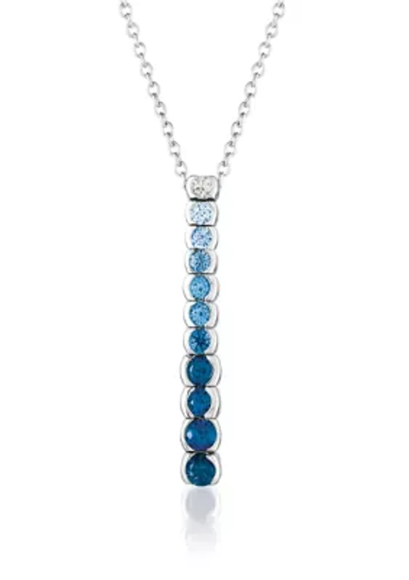 1/10 ct. t.w. Diamond and Ombré Sapphire Pendant Necklace in 14K White Gold