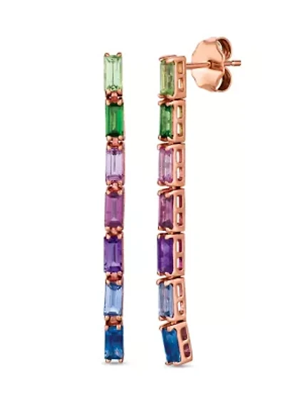 1/5 ct. t.w. Diamond and Sapphire Drop Earrings in 14K Rose Gold