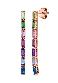 1/5 ct. t.w. Diamond and Sapphire Drop Earrings in 14K Rose Gold