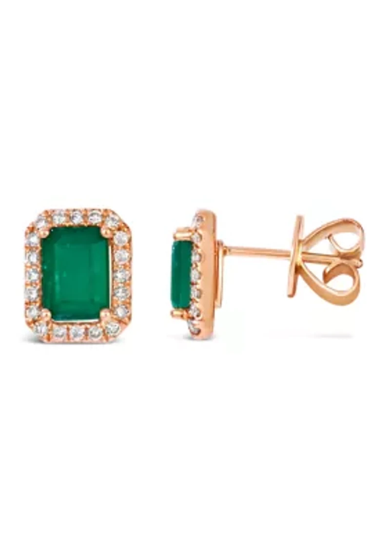 Earrings featuring 1.38 ct. t.w. Costa Smeralda Emeralds™, 1/4 ct. t.w. Nude Diamonds™ set in 14K Strawberry Gold®