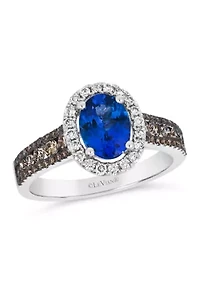 1 ct. t.w. Blueberry Tanzanite®, 1/10 ct. t.w. Nude Diamonds™, 1/5 ct. t.w. Chocolate Diamonds® Ring set in 14K Vanilla Gold®