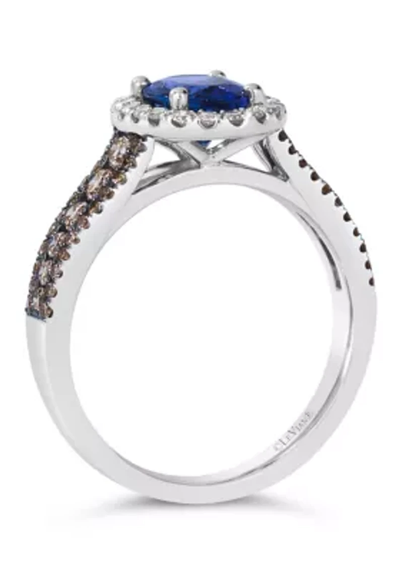 1 ct. t.w. Blueberry Tanzanite®, 1/10 ct. t.w. Nude Diamonds™, 1/5 ct. t.w. Chocolate Diamonds® Ring set in 14K Vanilla Gold®