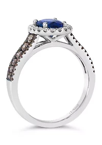 1 ct. t.w. Blueberry Tanzanite®, 1/10 ct. t.w. Nude Diamonds™, 1/5 ct. t.w. Chocolate Diamonds® Ring set in 14K Vanilla Gold®