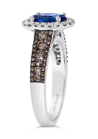 1 ct. t.w. Blueberry Tanzanite®, 1/10 ct. t.w. Nude Diamonds™, 1/5 ct. t.w. Chocolate Diamonds® Ring set in 14K Vanilla Gold®