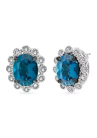 Earrings featuring 3.5 ct. t.w. Deep Sea Blue Topaz™, 1/2 ct. t.w. Nude Diamonds™ set in 14K Vanilla Gold®