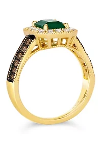 1.2 ct. t.w. Costa Smeralda Emeralds™, 0.38 ct. t.w. Chocolate Diamonds®, 0.3 ct. t.w. Nude Diamonds™ Ring set in 14K Honey Gold™