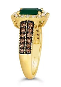 1.2 ct. t.w. Costa Smeralda Emeralds™, 0.38 ct. t.w. Chocolate Diamonds®, 0.3 ct. t.w. Nude Diamonds™ Ring set in 14K Honey Gold™