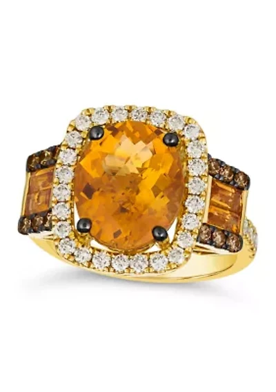 Ring featuring 4.5 ct. t.w. Cinnamon Citrine®, 1/5 ct. t.w. Chocolate Diamonds®, 5/8 ct. t.w. Nude Diamonds™ set in 14K Honey Gold™