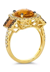 Ring featuring 4.5 ct. t.w. Cinnamon Citrine®, 1/5 ct. t.w. Chocolate Diamonds®, 5/8 ct. t.w. Nude Diamonds™ set in 14K Honey Gold™