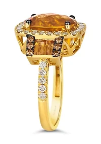 Ring featuring 4.5 ct. t.w. Cinnamon Citrine®, 1/5 ct. t.w. Chocolate Diamonds®, 5/8 ct. t.w. Nude Diamonds™ set in 14K Honey Gold™