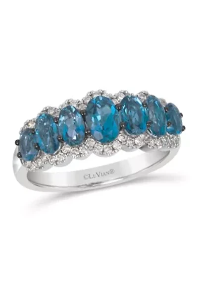 1.5 ct. t.w. Deep Sea Blue Topaz™, 0.3 ct. t.w. Nude Diamonds™ Ring set in 14K Vanilla Gold®