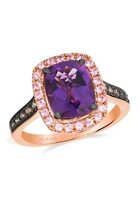 2.62 ct. t.w. Grape Amethyst™, 1/3 ct. t.w. Passion Fruit Tourmaline™, 1/4 ct. t.w. Chocolate Diamonds® Ring in 14K Strawberry Gold®