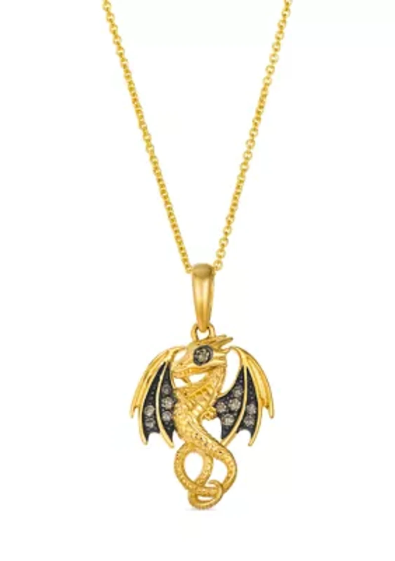 Chocolatier® Dragon Pendant featuring 1/10 ct. t.w. Chocolate Diamonds® set in 14K Honey Gold™