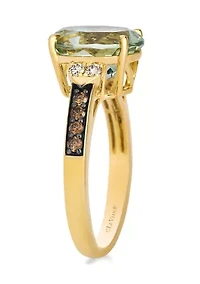 Ring featuring 3.3 ct. t.w. Mint Julep Quartz™, 1/10 ct. t.w. Nude Diamonds™, 1/5 ct. t.w. Chocolate Diamonds® set in 14K Honey Gold™