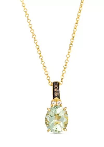 Pendant featuring 3.3 ct. t.w. Mint Julep Quartz™, 1/20 ct. t.w. Nude Diamonds™, 1/15 ct. t.w. Chocolate Diamonds® set in 14K Honey Gold™