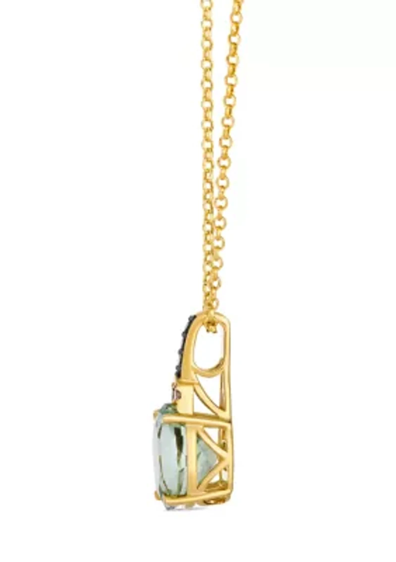 Pendant featuring 3.3 ct. t.w. Mint Julep Quartz™, 1/20 ct. t.w. Nude Diamonds™, 1/15 ct. t.w. Chocolate Diamonds® set in 14K Honey Gold™