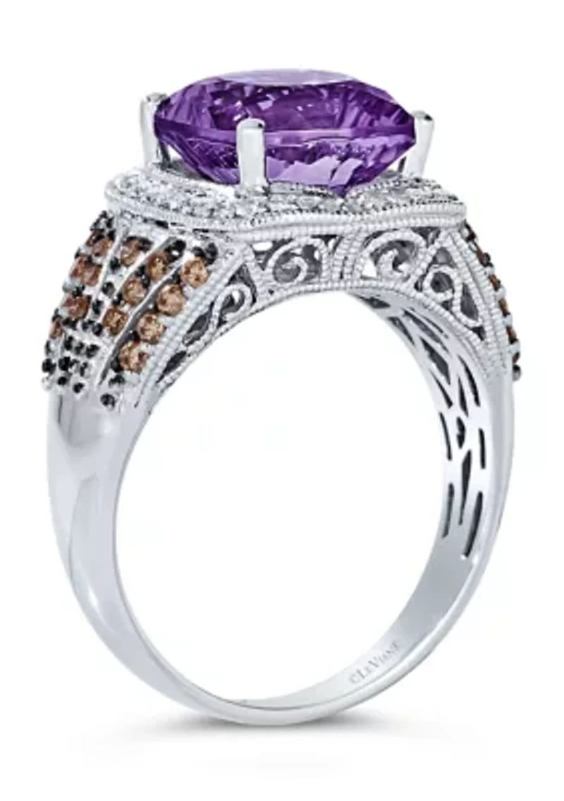 3.5 ct. t.w. Grape Amethyst™, 1/4 ct. t.w. Chocolate Diamonds®, 1/8 ct. t.w. Vanilla Diamonds® Ring in 14K Vanilla Gold®