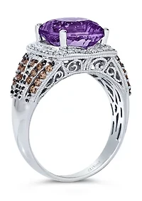 3.5 ct. t.w. Grape Amethyst™, 1/4 ct. t.w. Chocolate Diamonds®, 1/8 ct. t.w. Vanilla Diamonds® Ring in 14K Vanilla Gold®