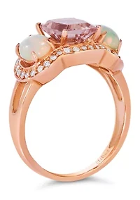 Ring featuring 1.5 ct. t.w. Peach Morganite™, 7/8 ct. t.w. Neopolitan Opal®, 1/6 ct. t.w. Vanilla Diamonds® set in 14K Strawberry Gold®