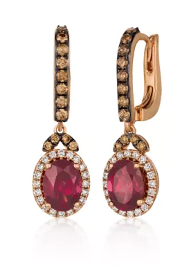 Chocolatier® Raspberry Rhodolite® Drop Earrings in 14k Strawberry Gold®