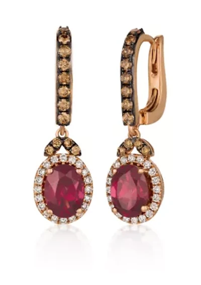 Chocolatier® Raspberry Rhodolite® Drop Earrings in 14k Strawberry Gold®