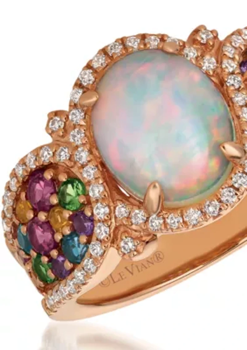 Mixberry Gems Neopolitan Opal Ring 14k Strawberry Gold