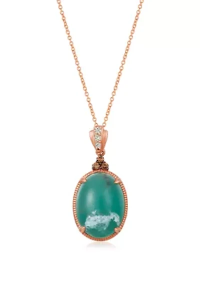 7 3/4 ct. t.w. Peacock Aquaprase, 1/10 ct. t.w Nude Diamonds™, and 1/10 ct. t.w. Chocolate Diamonds® Pendant Necklace in 14k Strawberry Gold®
