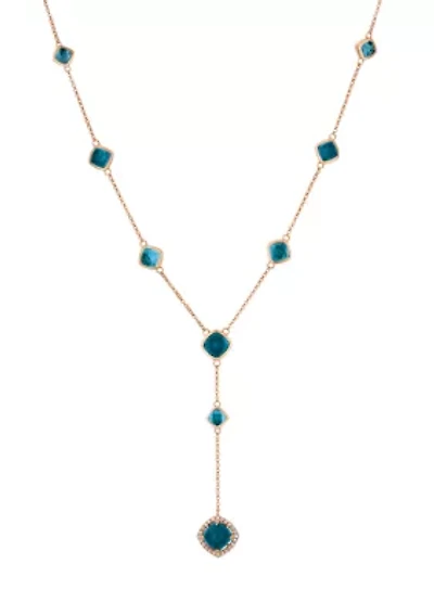 1/8 ct. t.w. Vanilla Diamond® and 7.45 ct. t.w. Blue Topaz Pendant Necklace in 14K Strawberry Gold®