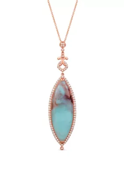11 5/8 ct. t.w. Peacock Aquaprase™ and 5/8 ct. t.w. Vanilla Topaz™ Pendant Necklace in 14k Strawberry Gold®