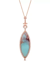 11 5/8 ct. t.w. Peacock Aquaprase™ and 5/8 ct. t.w. Vanilla Topaz™ Pendant Necklace in 14k Strawberry Gold®