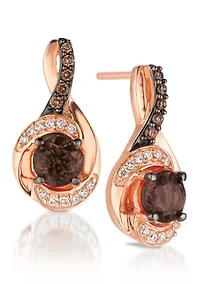 7/8 ct. t.w. Chocolate Quartz®, 1/10 ct. t.w. Chocolate Diamonds®, 1/10 ct. t.w. Vanilla Diamonds® Chocolatier® Earrings set in 14K Strawberry Gold®