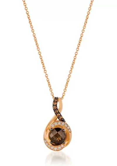 Chocolatier® Pendant featuring 3/4 cts. Chocolate Quartz®, 1/10 cts. Vanilla Diamonds® , 1/20 cts. Chocolate Diamonds® set in 14K Strawberry Gold®