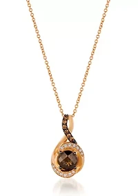 Chocolatier® Pendant featuring 3/4 cts. Chocolate Quartz®, 1/10 cts. Vanilla Diamonds® , 1/20 cts. Chocolate Diamonds®  set in 14K Strawberry Gold®