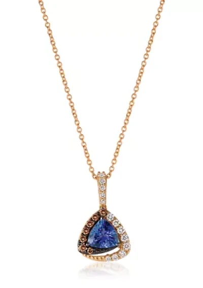 Chocolatier® Pendant featuring 5/8 ct. t.w. Blueberry Tanzanite®, 1/6 ct. t.w. Vanilla Diamonds®, 1/10 ct. t.w. Chocolate Diamonds® set in 14K Strawberry Gold®
