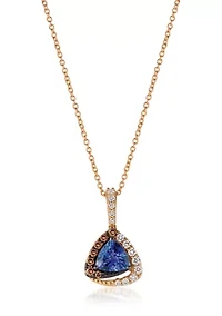 Chocolatier® Pendant featuring 5/8 ct. t.w. Blueberry Tanzanite®, 1/6 ct. t.w. Vanilla Diamonds®, 1/10 ct. t.w. Chocolate Diamonds® set in 14K Strawberry Gold®
