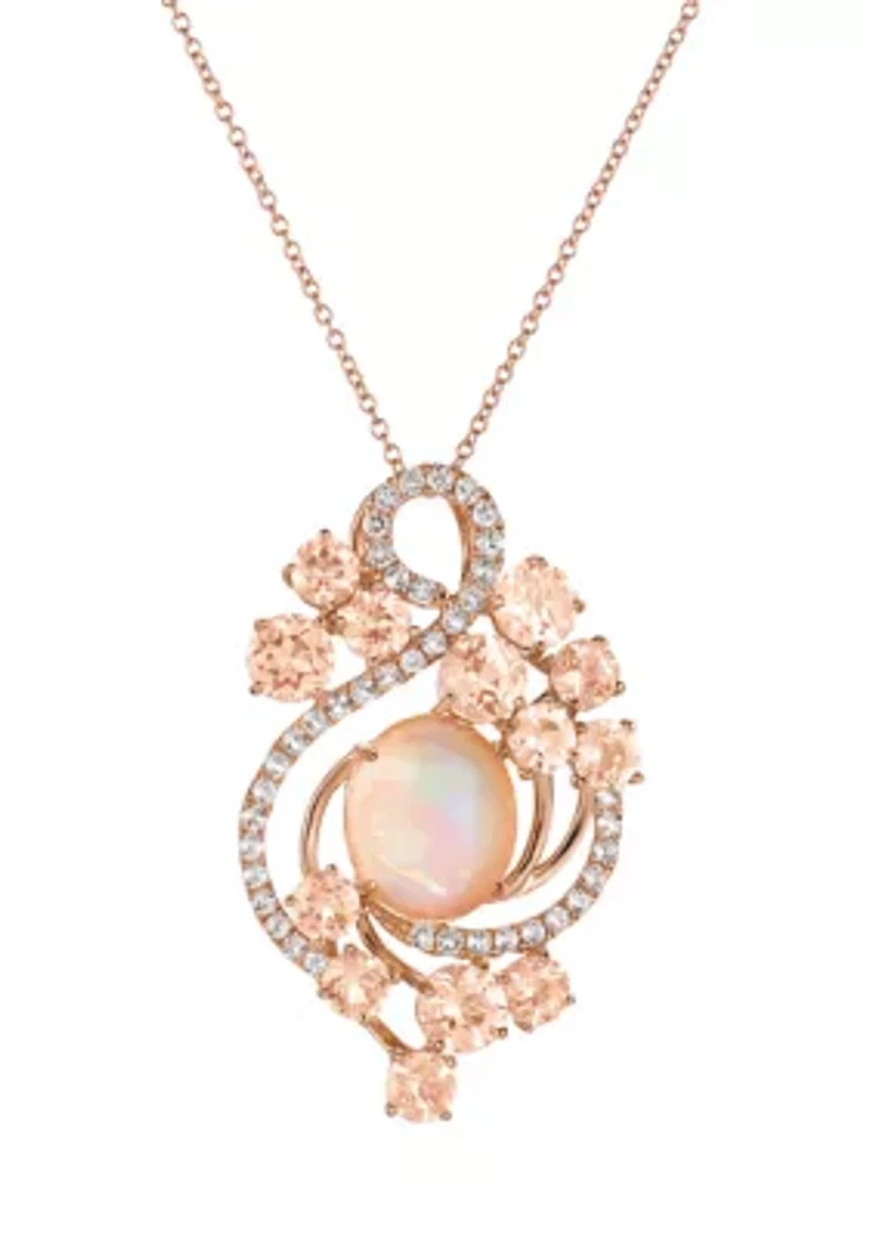 2.62 ct. t.w. Neopolitan Opal™, 3.2 ct. t.w. Peach Morganite™, 3/4 ct. t.w. Vanilla Topaz™ Necklace in 14K Strawberry Gold®