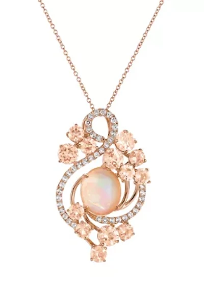 2.62 ct. t.w. Neopolitan Opal™, 3.2 ct. t.w. Peach Morganite™, 3/4 ct. t.w. Vanilla Topaz™ Necklace in 14K Strawberry Gold®