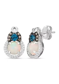 Chocolatier® Earrings featuring 7/8 ct. t.w. Neopolitan Opal®, 1/5 ct. t.w. Deep Sea Blue Topaz™, 1/10 ct. t.w. Chocolate Diamonds®, 1/8 cts. Vanilla Diamonds® set in 14K Vanilla Gold®