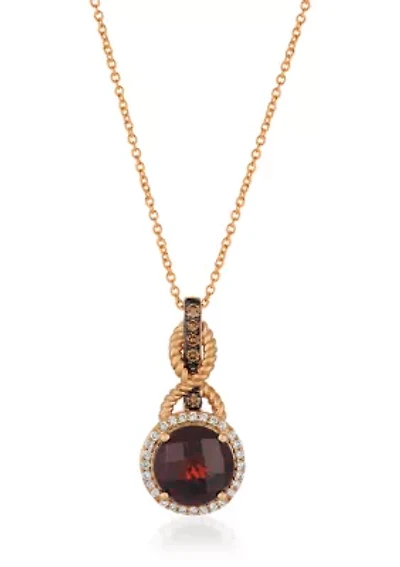 Chocolatier® Pendant featuring 2.75 ct. t.w. Pomegranate Garnet™, 1/15 ct. t.w. Chocolate Diamonds®, 1/8 ct. t.w. Vanilla Diamonds® set in 14K Strawberry Gold®
