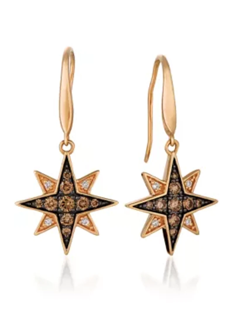 1/3 ct. t.w. Chocolate Diamonds®, 1/20 ct. t.w. Vanilla Diamonds® Star Earrings in 14K Strawberry Gold®
