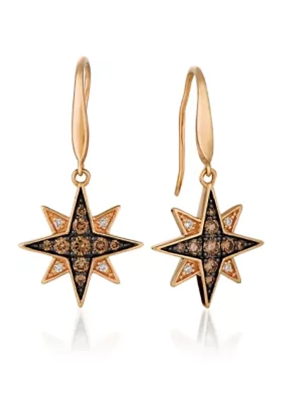 1/3 ct. t.w. Chocolate Diamonds®, 1/20 ct. t.w. Vanilla Diamonds® Star Earrings in 14K Strawberry Gold®
