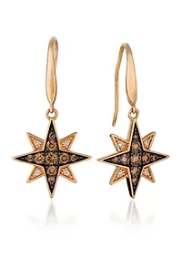 1/3 ct. t.w. Chocolate Diamonds®, 1/20 ct. t.w. Vanilla Diamonds® Star Earrings in 14K Strawberry Gold®