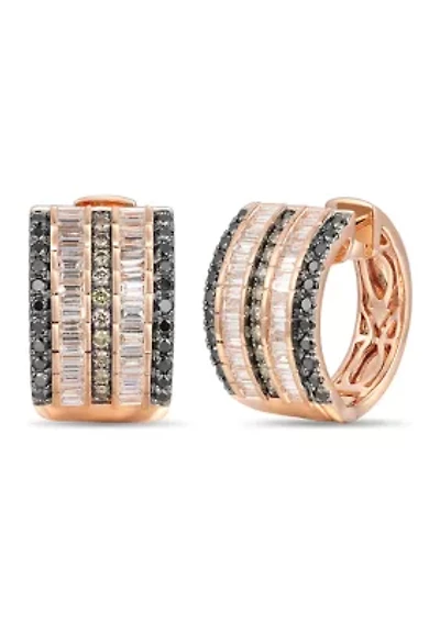 3/4 ct. t.w. Vanilla Diamonds®, 3/8 ct. t.w. Blackberry Diamonds®, 1/5 ct. t.w. Chocolate Diamonds® Earrings in 14K Strawberry Gold®