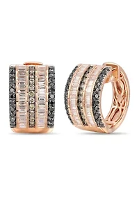 3/4 ct. t.w. Vanilla Diamonds®, 3/8 ct. t.w. Blackberry Diamonds®, 1/5 ct. t.w. Chocolate Diamonds® Earrings in 14K Strawberry Gold®