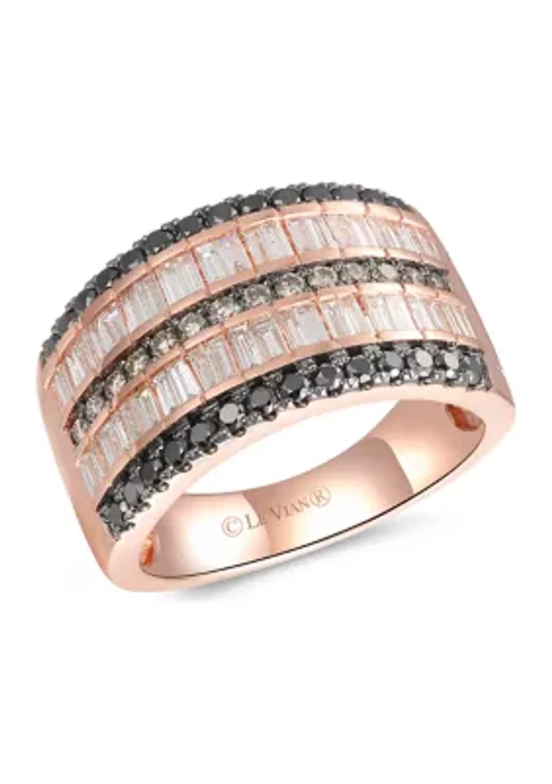 3/4 ct. t.w. Vanilla Diamonds®, 3/8 ct. t.w. Blackberry Diamonds®, 1/5 ct. t.w. Chocolate Diamonds® Ring in 14K Strawberry Gold®