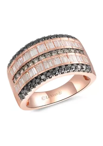 3/4 ct. t.w. Vanilla Diamonds®, 3/8 ct. t.w. Blackberry Diamonds®, 1/5 ct. t.w. Chocolate Diamonds® Ring in 14K Strawberry Gold®