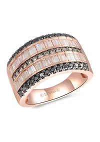 3/4 ct. t.w. Vanilla Diamonds®, 3/8 ct. t.w. Blackberry Diamonds®, 1/5 ct. t.w. Chocolate Diamonds® Ring in 14K Strawberry Gold®