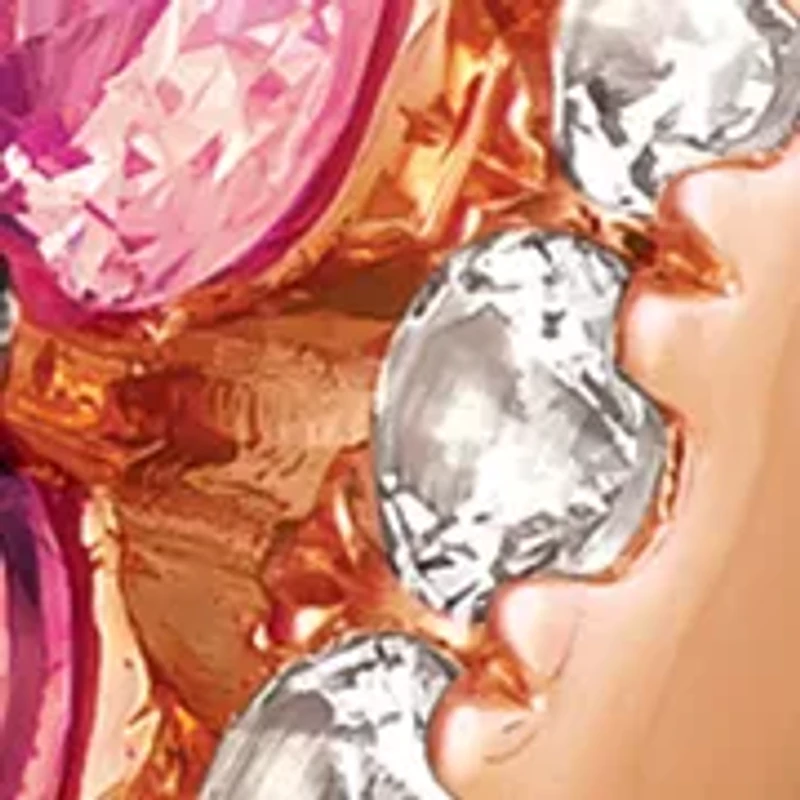 7/8 ct. t.w. Pink Sapphire Ombré, 1/3 ct. t.w. White Sapphire Climber Earrings in 14K Strawberry Gold®